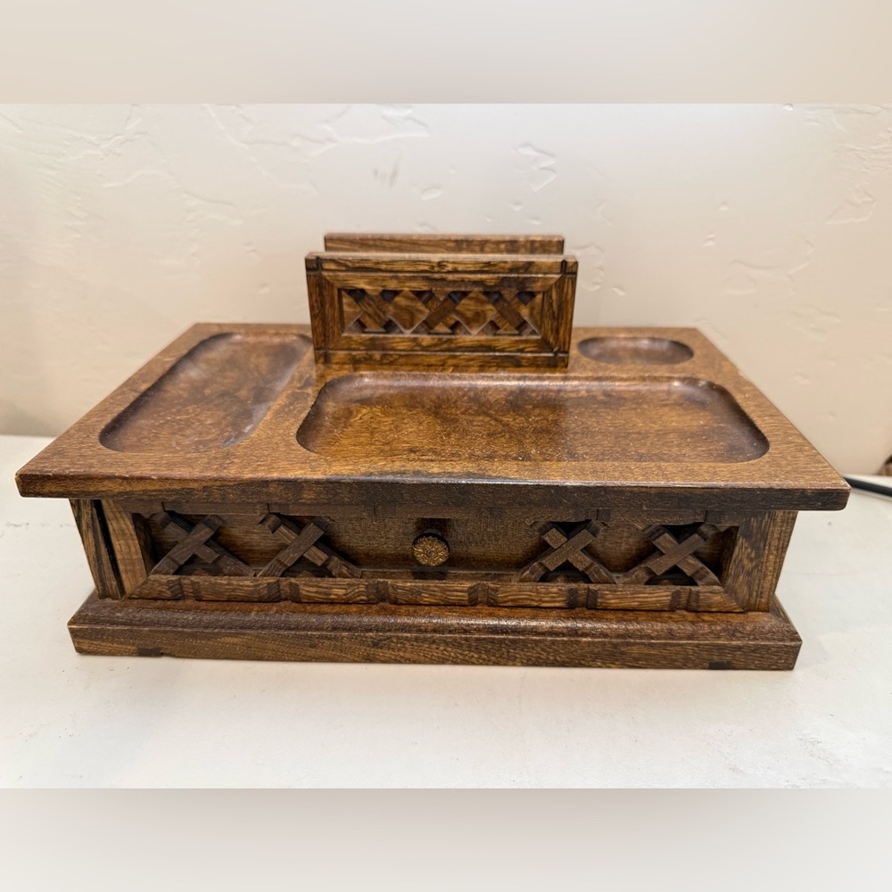 Pat Yoshikawa men's jewelry valet box wooden case with drawer‎ gold lining